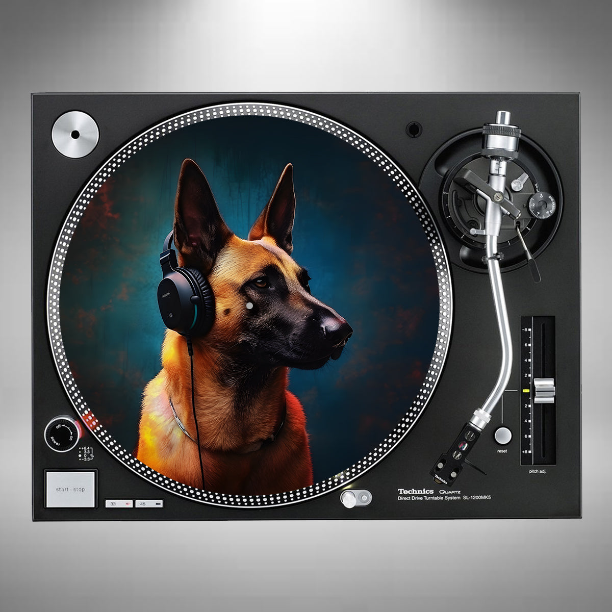 Belgian Malinois Wearing Headphones Slipmats