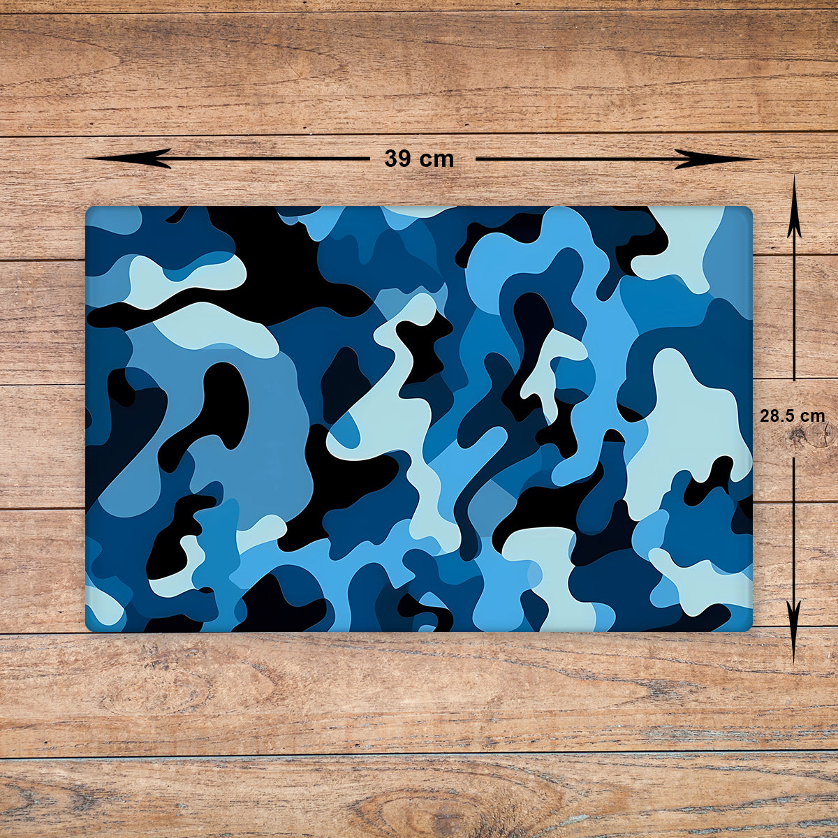 Camouflage Glass Chopping Board – Blue, A3
