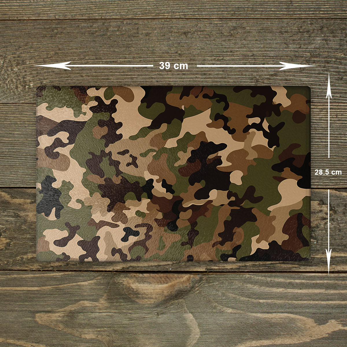 Camouflage Glass Chopping Board – Green and Brown, A3