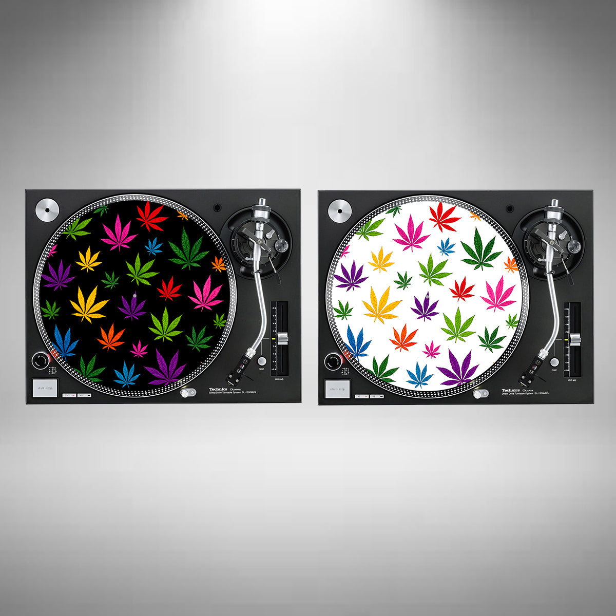 Cannabis Leaf DJ Turntable Slipmats – 12″ Felt | Single or Pair