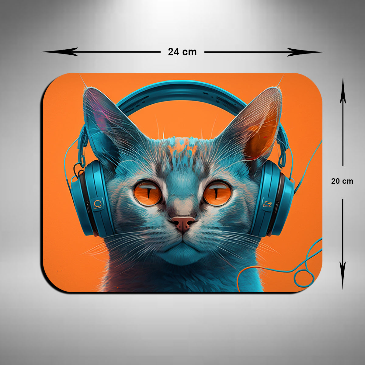 Cat Wearing Headphones Mouse Mat