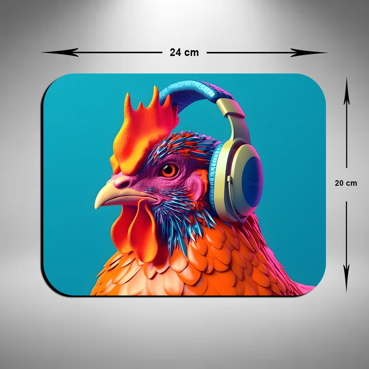 Chicken Wearing Headphones Mouse Mat