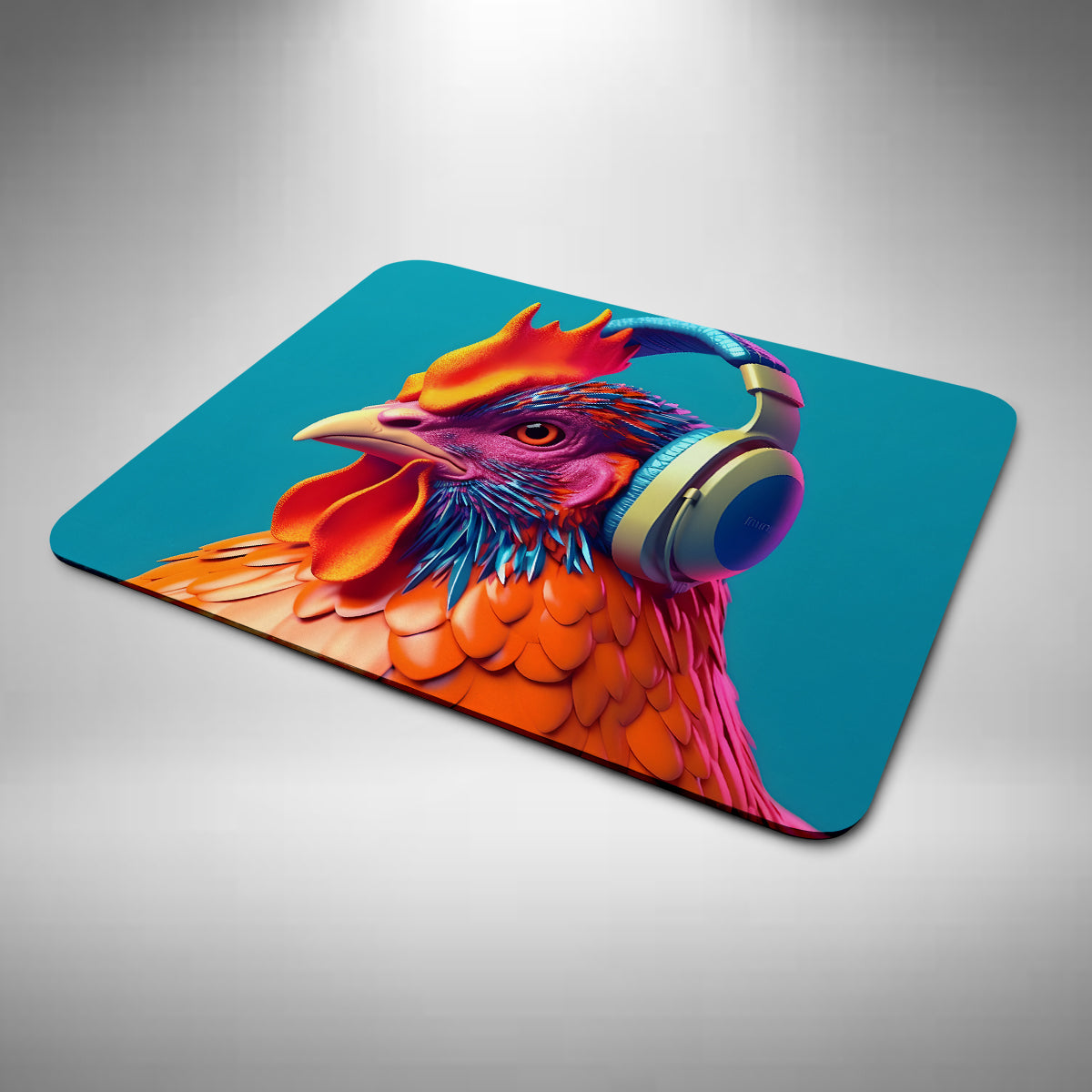 Chicken Wearing Headphones Mouse Mat