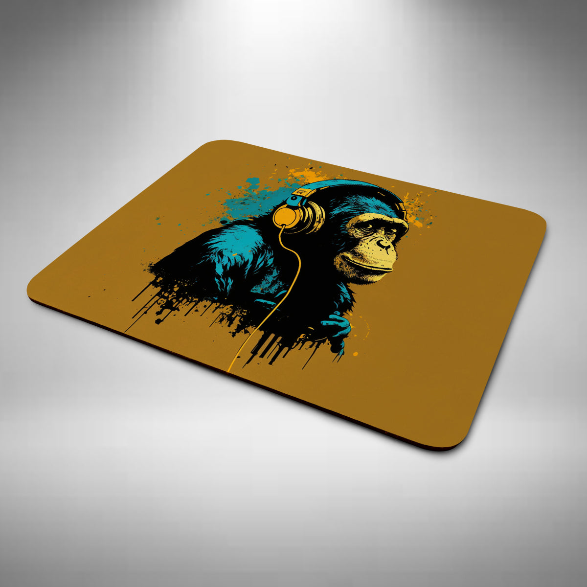 Chimpanzee Wearing Headphones Mouse Mat