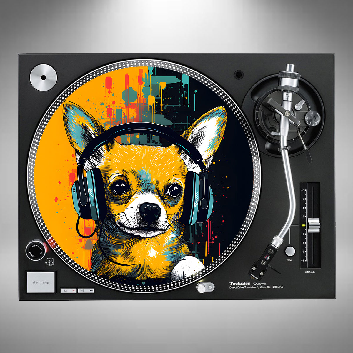 Chihuahua Wearing Headphones Slipmats