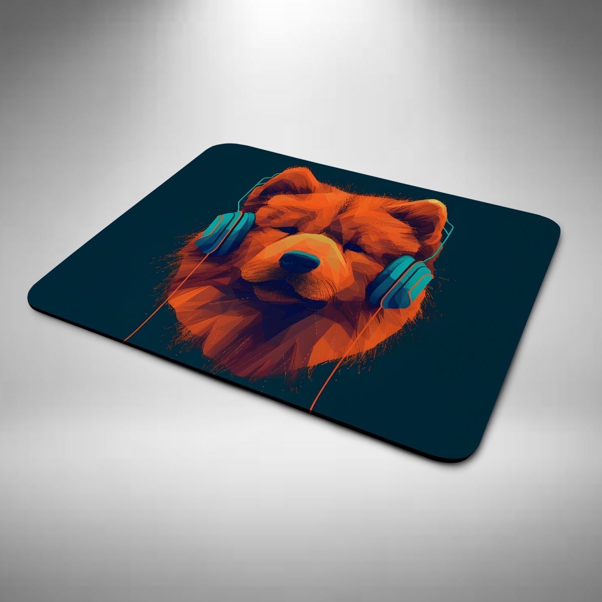 Chow Chow Wearing Headphones Mouse Mat