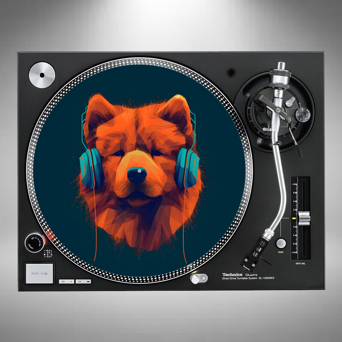 Chow Chow Wearing Headphones Slipmats