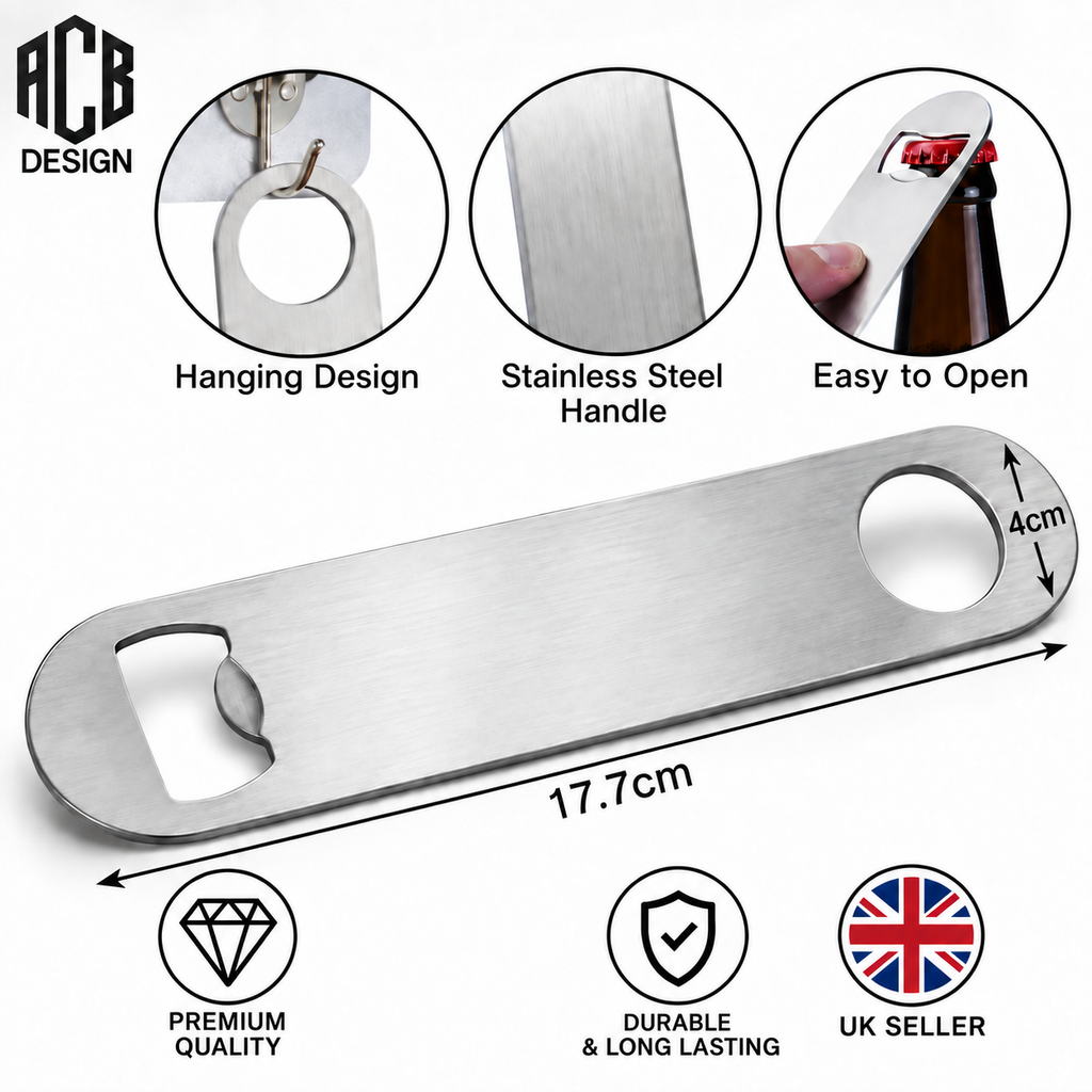 Personalised Bar Blade Bottle Opener – Custom Name or Text