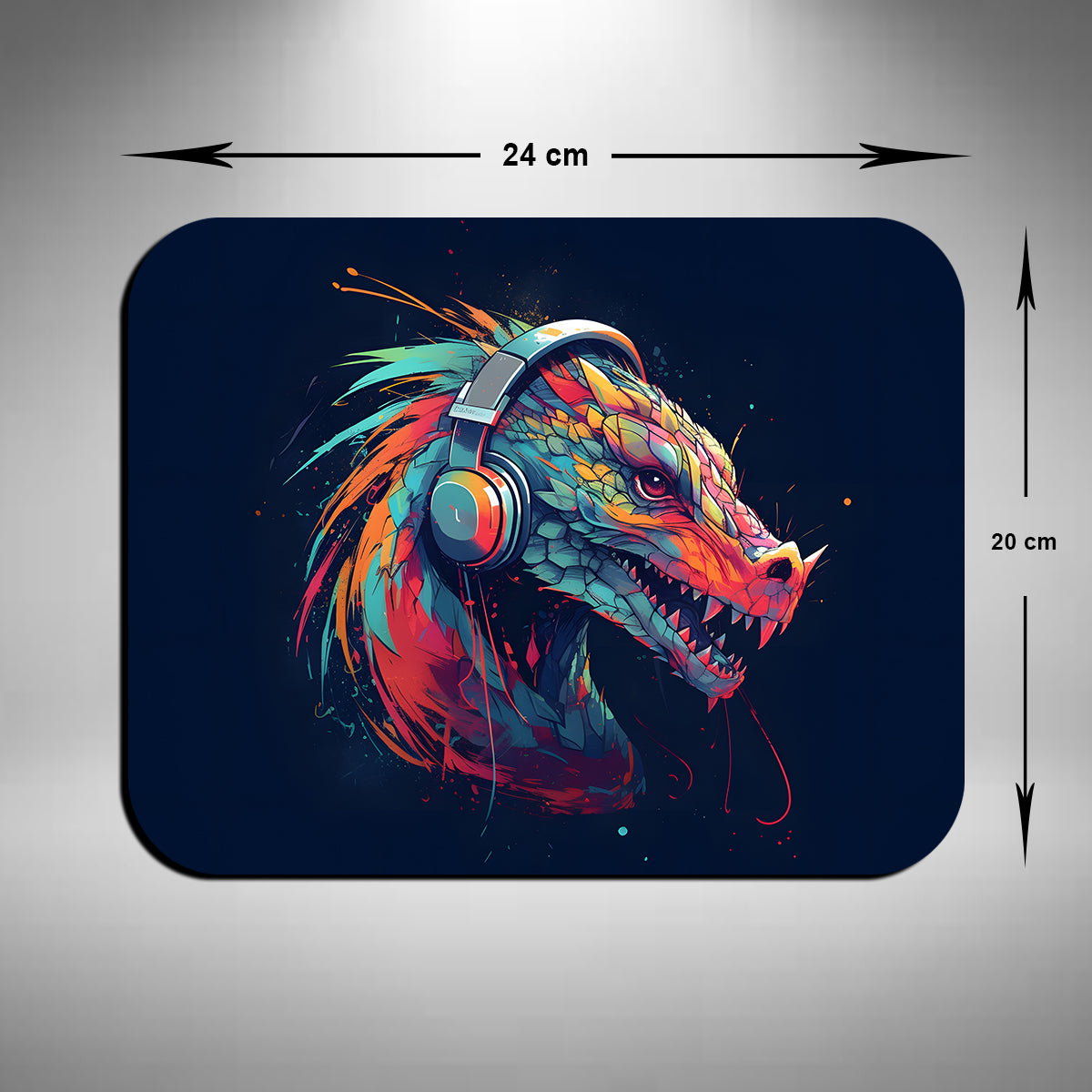 Dragon Wearing Headphones Mouse Mat