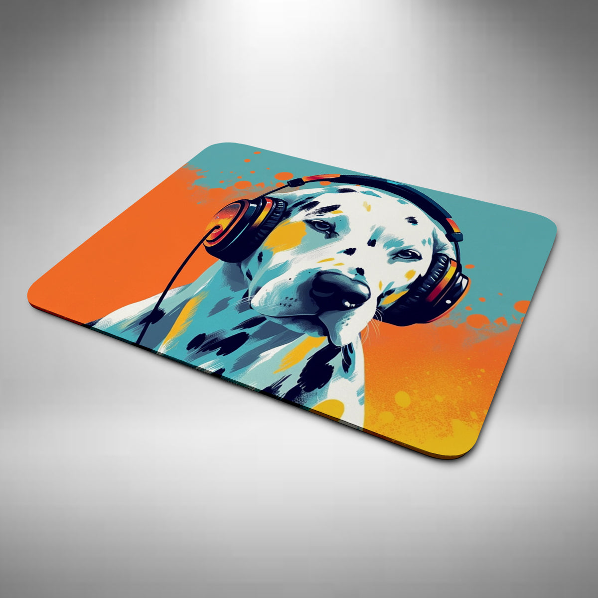 Dalmatian Wearing Headphones Mouse Mat