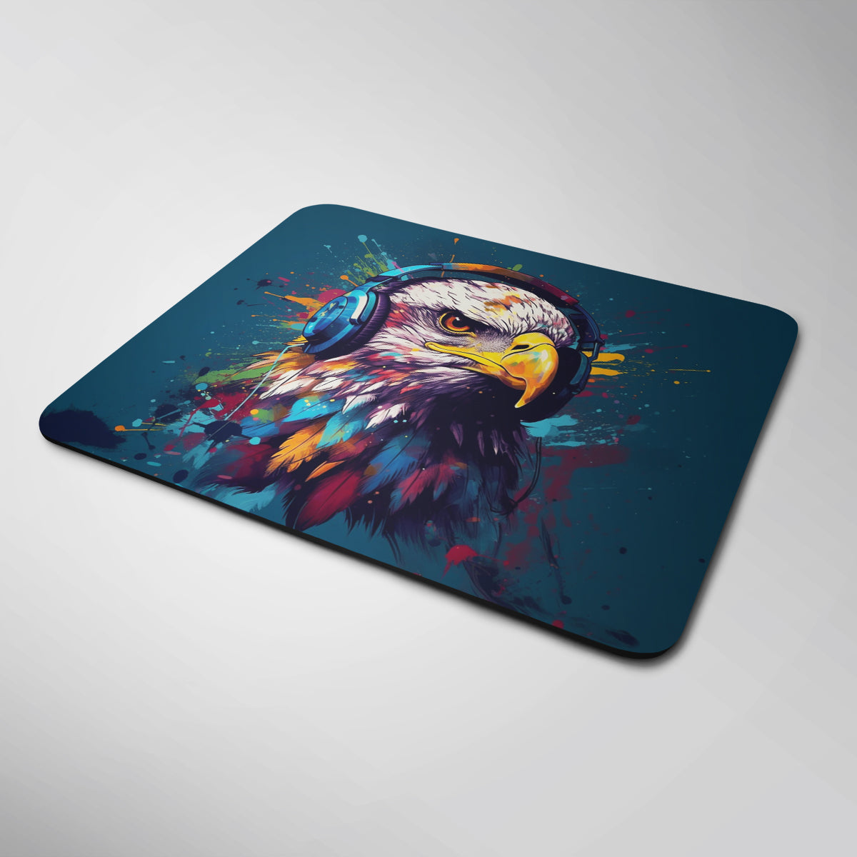 Eagle Wearing Headphones Mouse Mat
