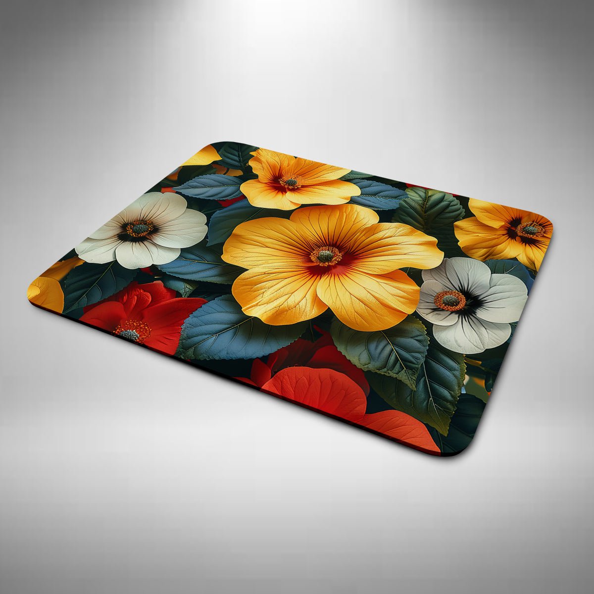 Flowers Mouse Mat Orange and Red
