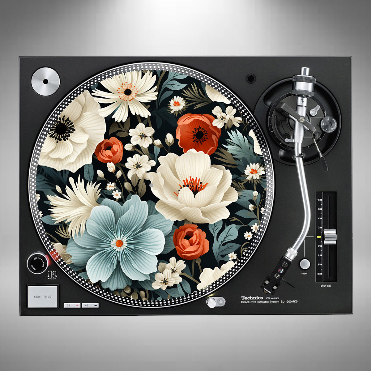Flowers Slipmats White and Blue