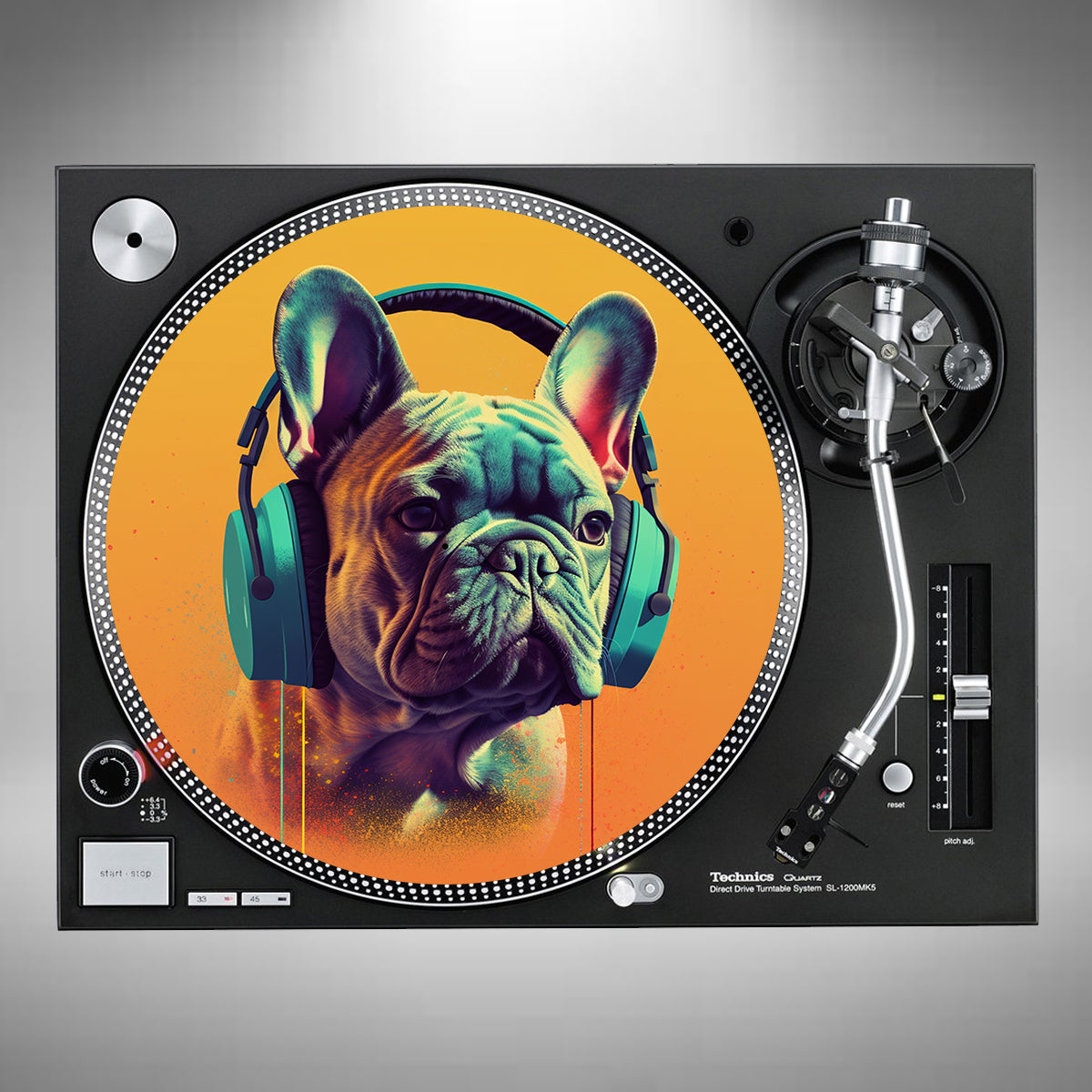 French Bulldog Wearing Headphones Slipmats