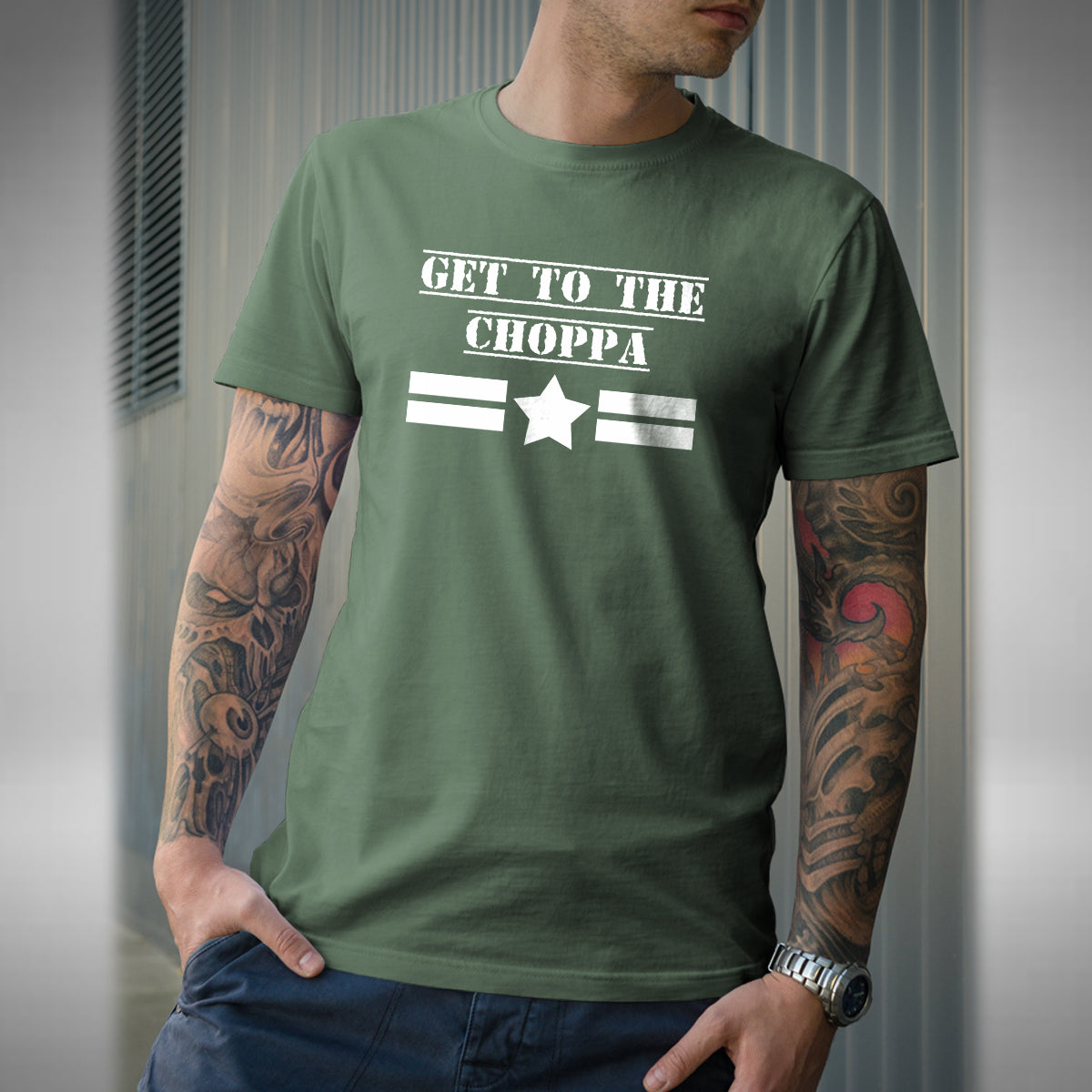 Get To The Choppa Mens T-shirt - Arnie Schwarzenegger Inspired