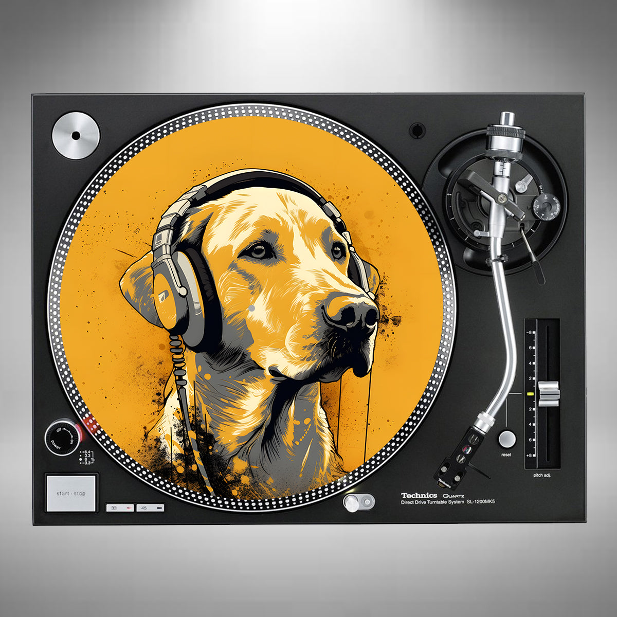 Golden Labrador Wearing Headphones Slipmats