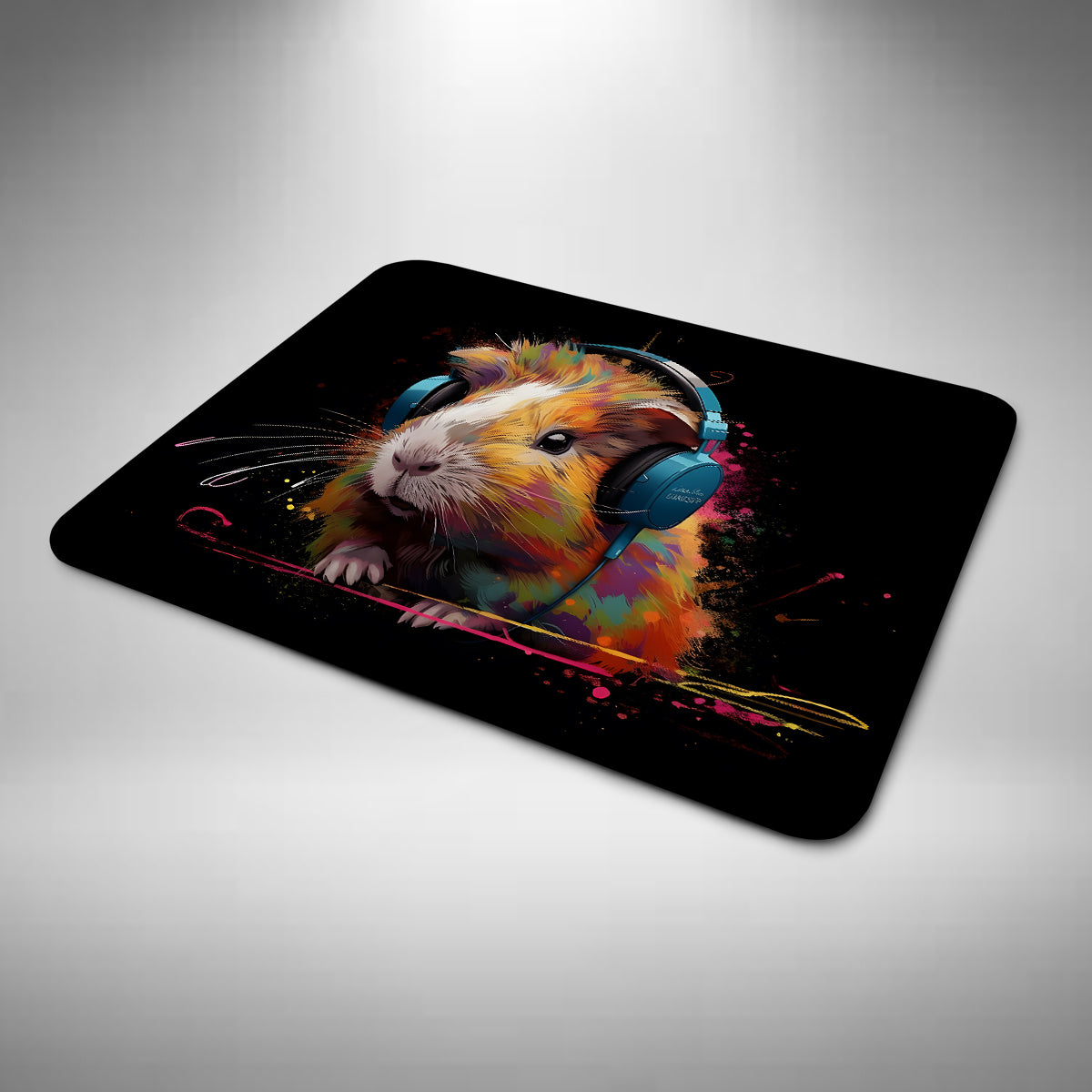 Guinea Pig Wearing Headphones Mouse Mat
