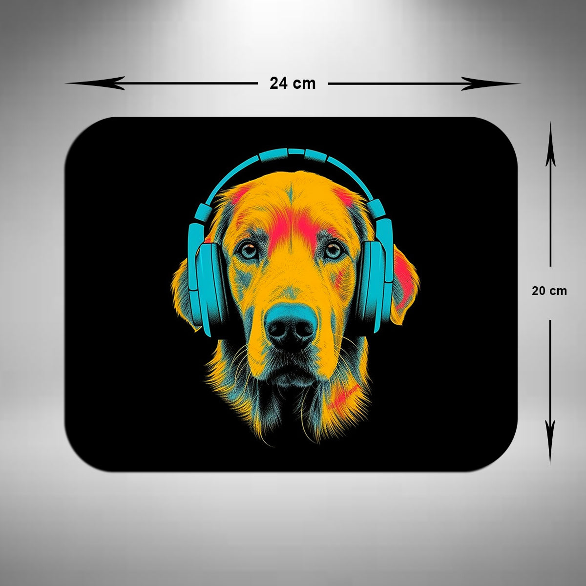 Golden Retriever Wearing Headphones Mouse Mat