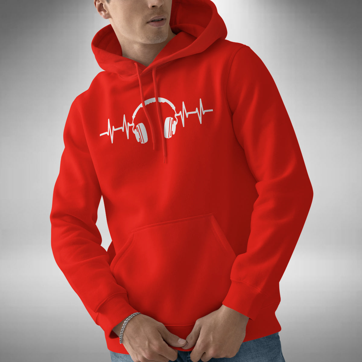 Headphones Heartbeat Adult Hoodie - Funny Music DJ Producer House