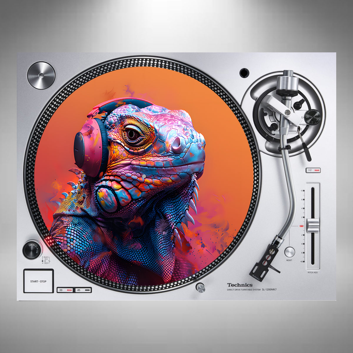 Iguana Wearing Headphones Slipmats
