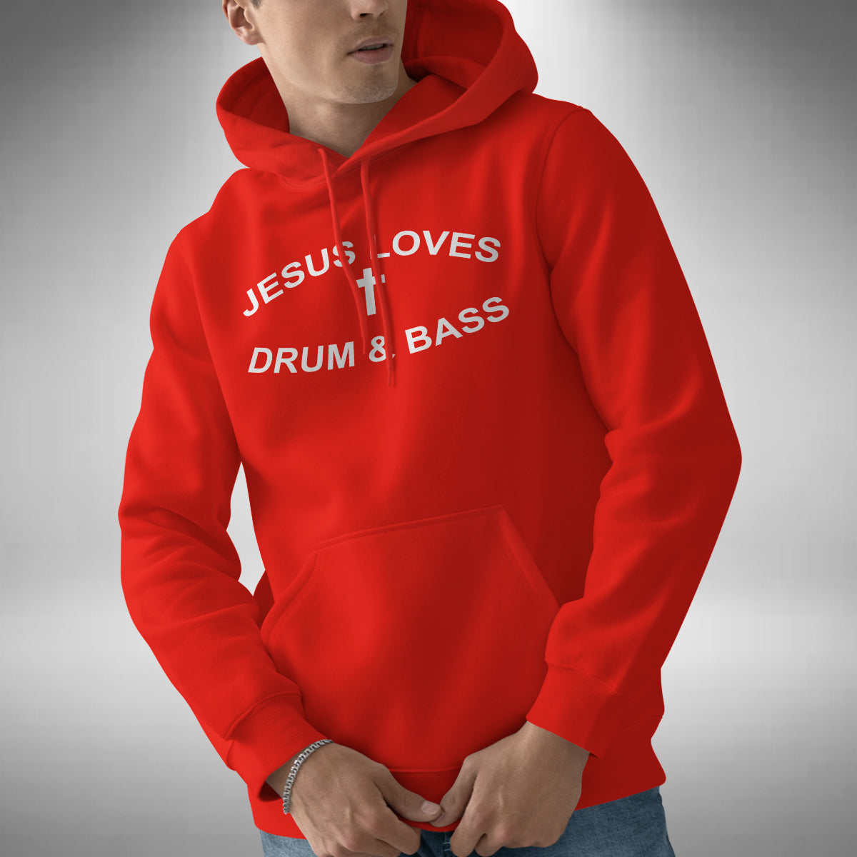 Jesus Loves Drum & Bass Adult Hoodie - Funny Christian Music Lover