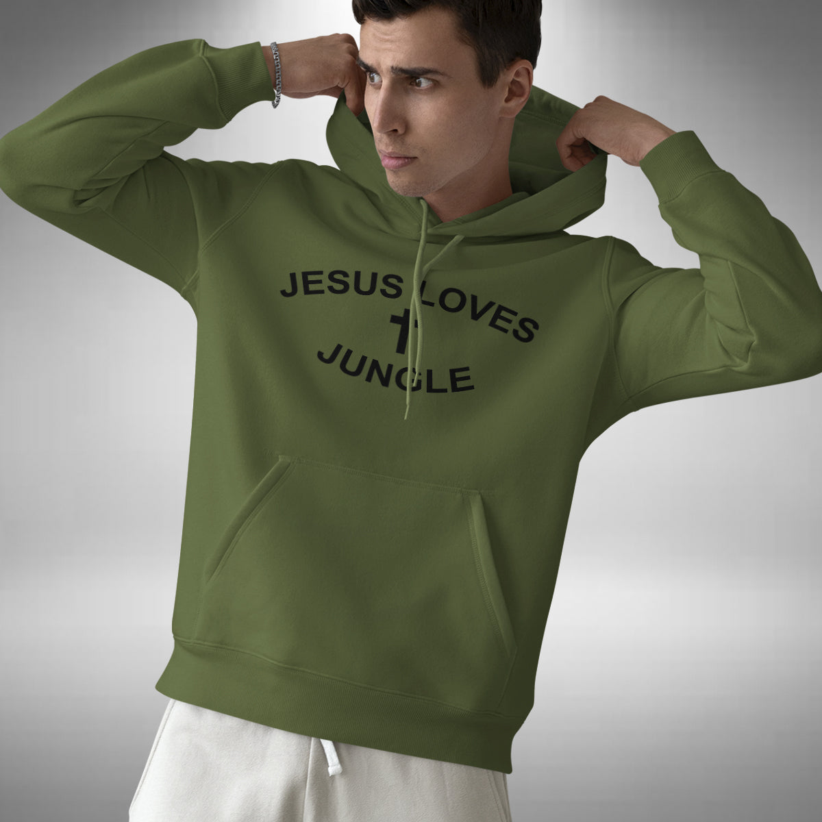 Jesus Loves Jungle Adult Hoodie - Funny Christian Music Lover Raver