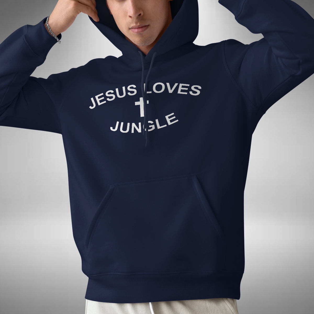Jesus Loves Jungle Adult Hoodie - Funny Christian Music Lover Raver
