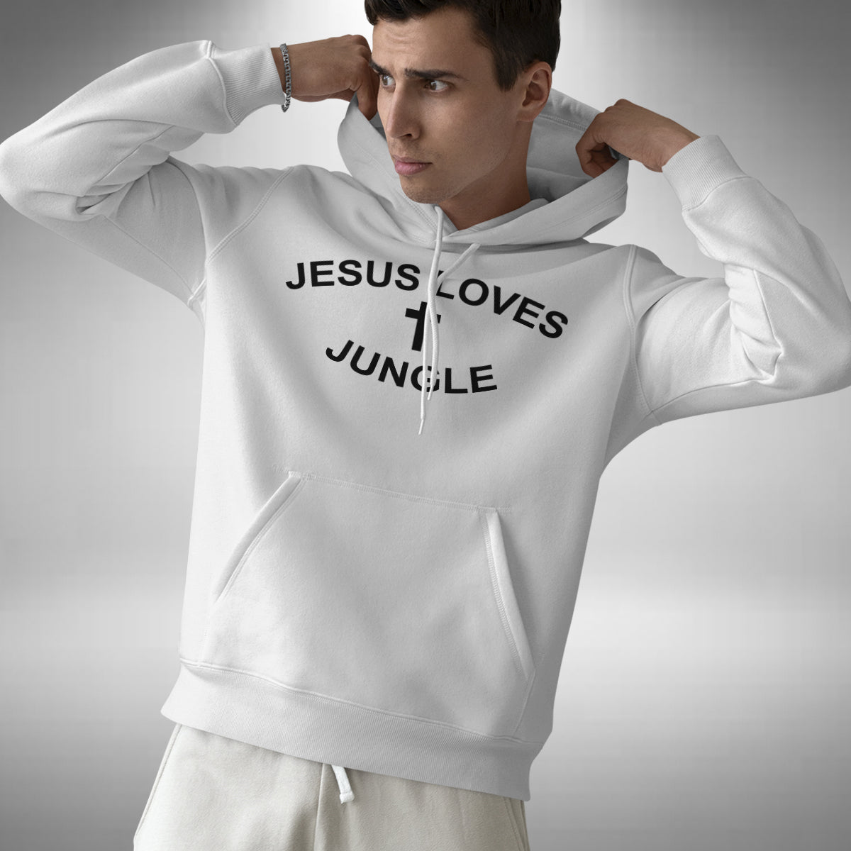 Jesus Loves Jungle Adult Hoodie - Funny Christian Music Lover Raver