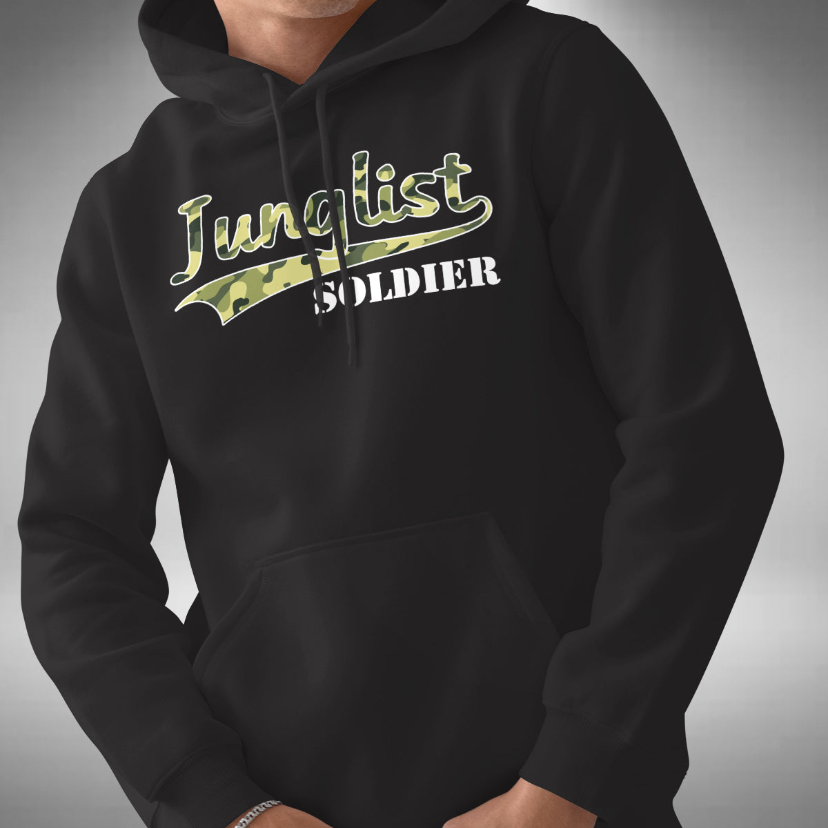 Junglist Soldier Adult Hoodie - Camouflage Jungle Drum and Bass
