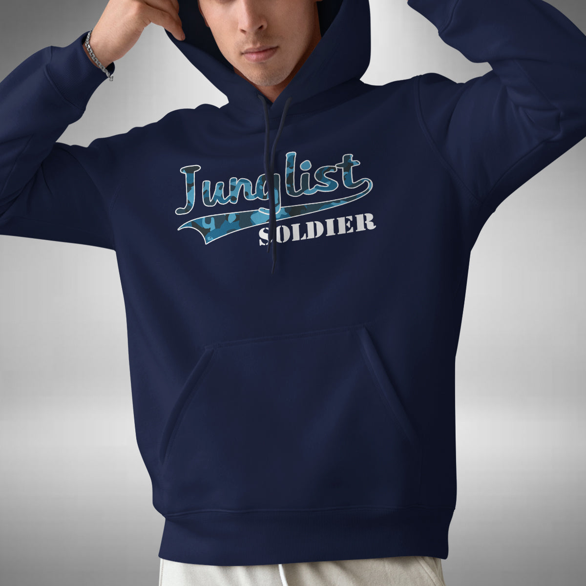Junglist Soldier Adult Hoodie - Camouflage Jungle Drum and Bass