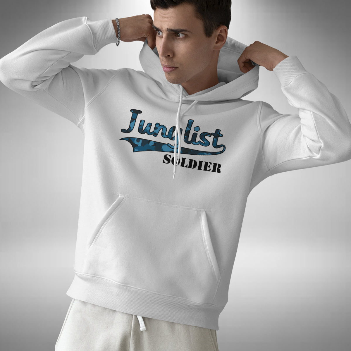 Junglist Soldier Adult Hoodie - Camouflage Jungle Drum and Bass