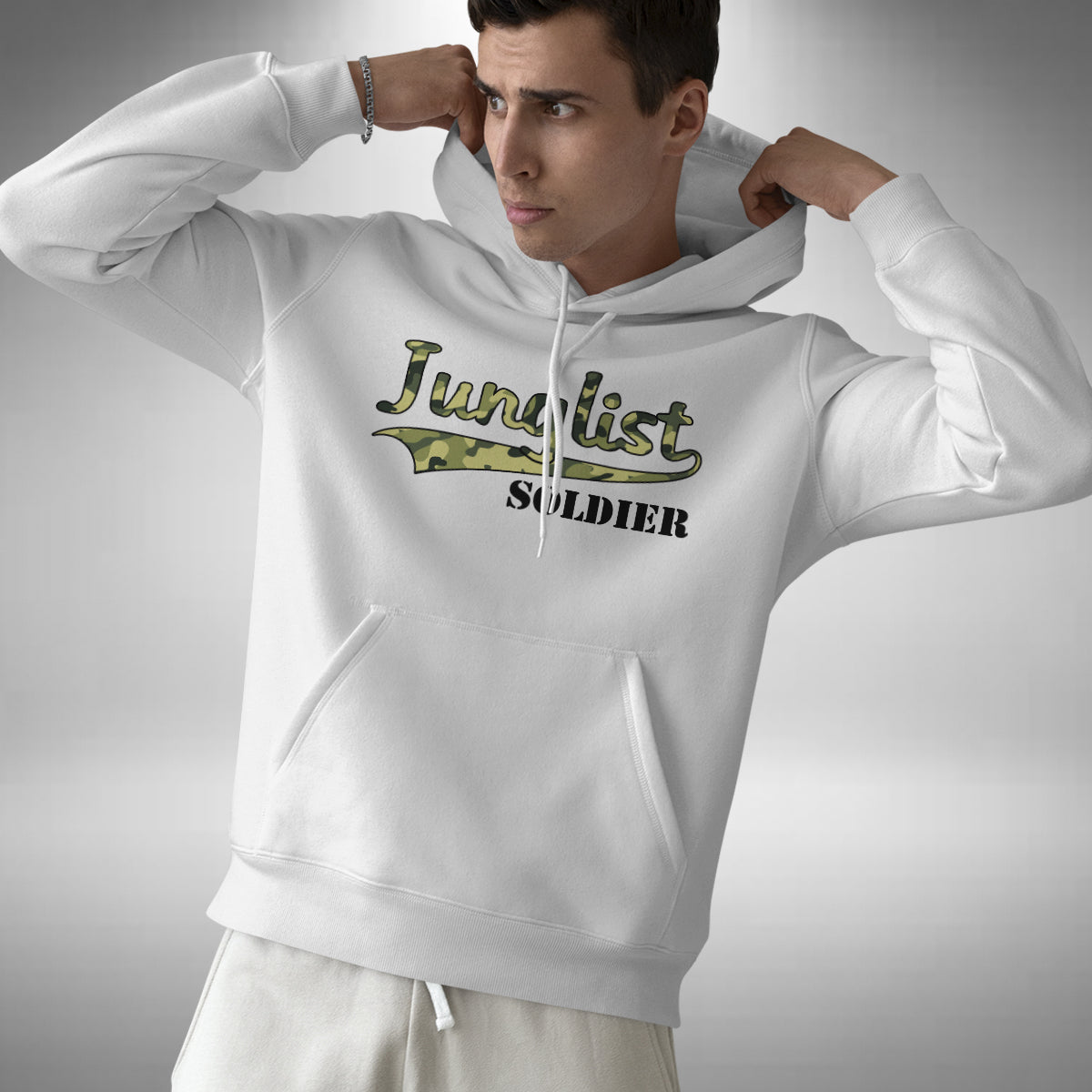 Junglist Soldier Adult Hoodie - Camouflage Jungle Drum and Bass