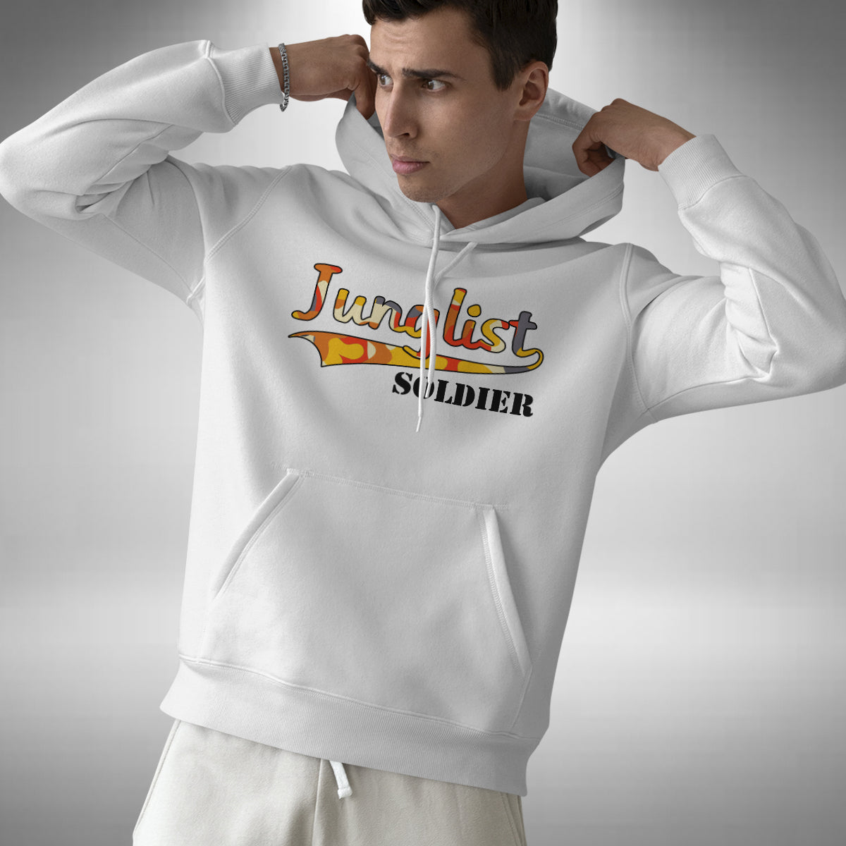 Junglist Soldier Adult Hoodie - Camouflage Jungle Drum and Bass
