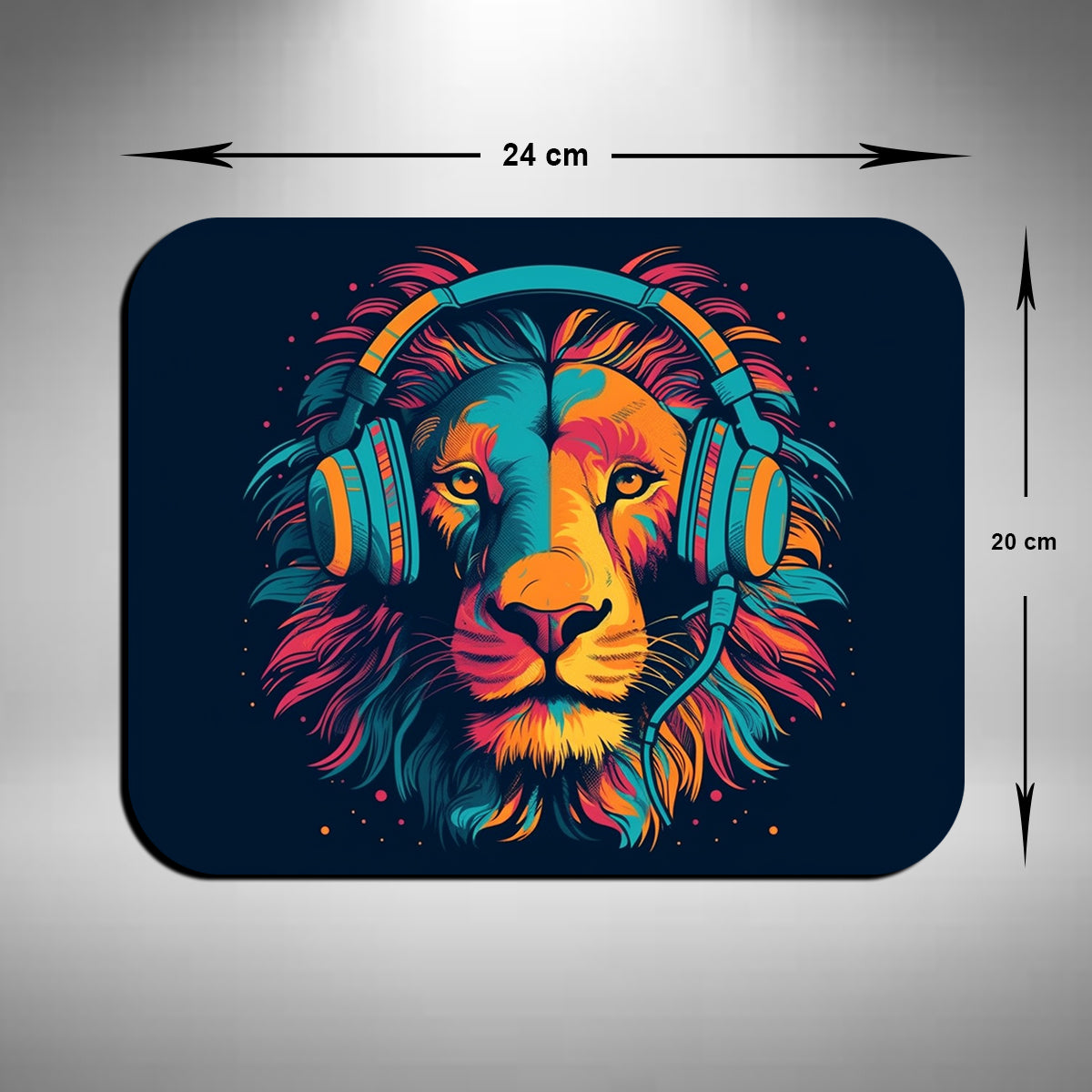 Lion Wearing Headphones Mouse Mat