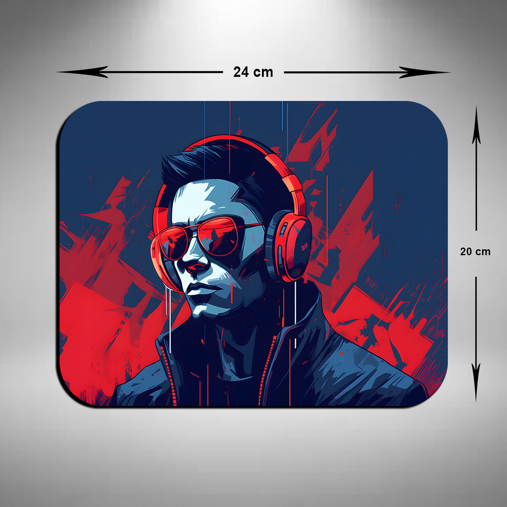 Male Vampire Wearing Headphones Mouse Mat