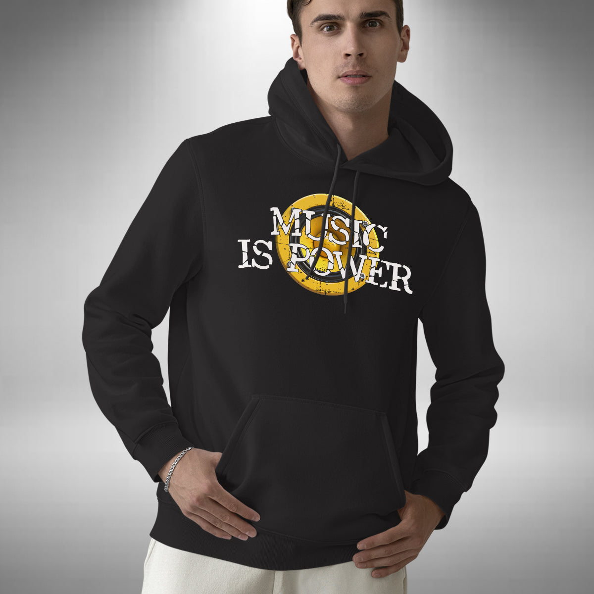 Music Is Power Adult Hoodie - House Drum & Bass Tech Soulful Jungle