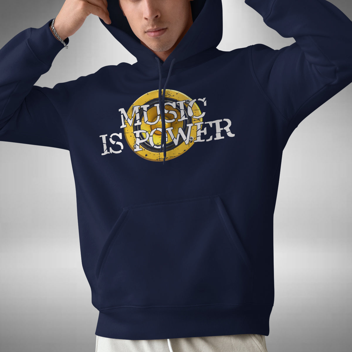 Music Is Power Adult Hoodie - House Drum & Bass Tech Soulful Jungle