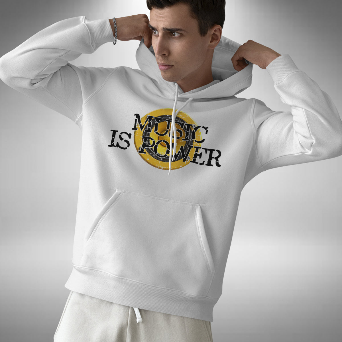 Music Is Power Adult Hoodie - House Drum & Bass Tech Soulful Jungle