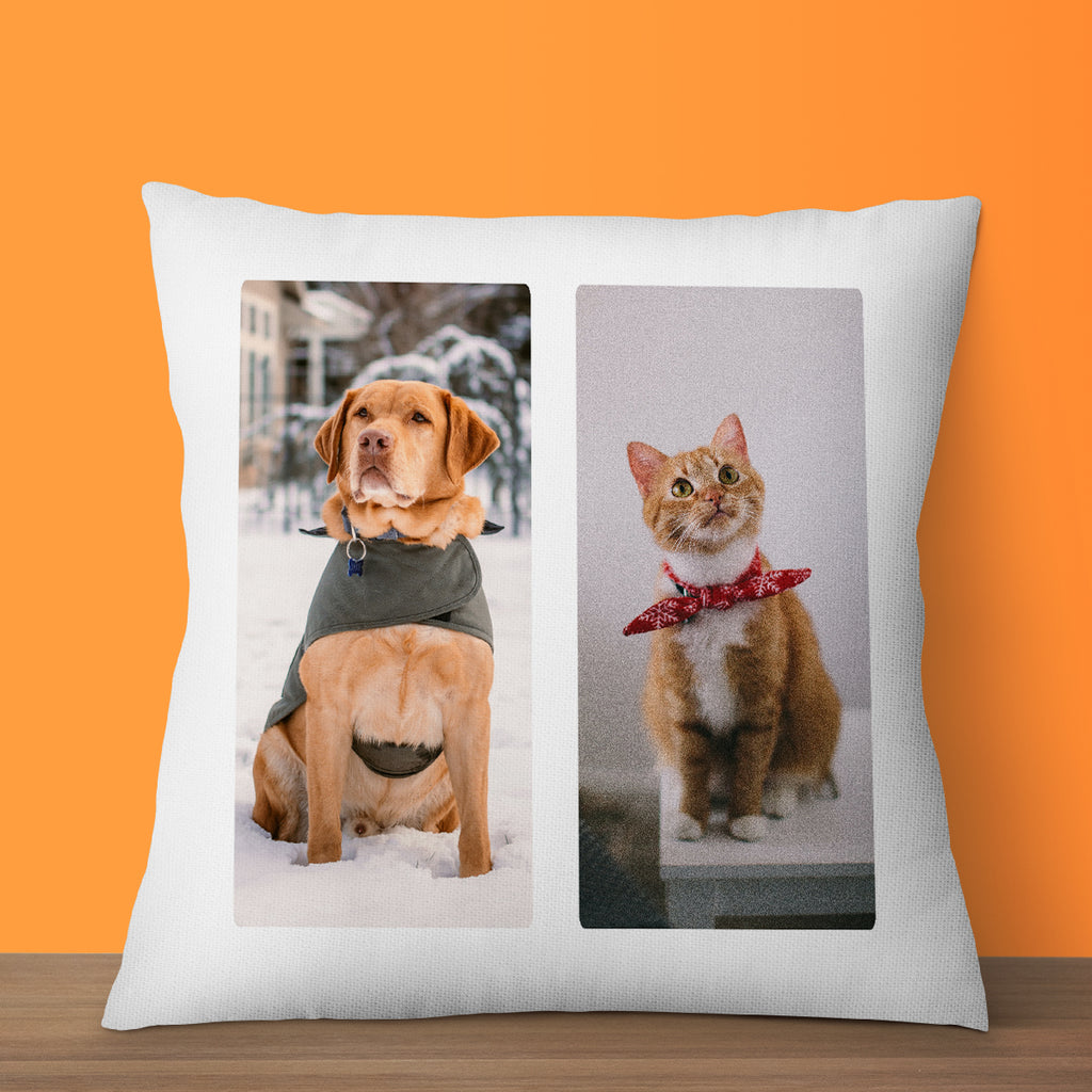 Personalised Photo Cushion Cover – Custom 2 Picture Pillow Case