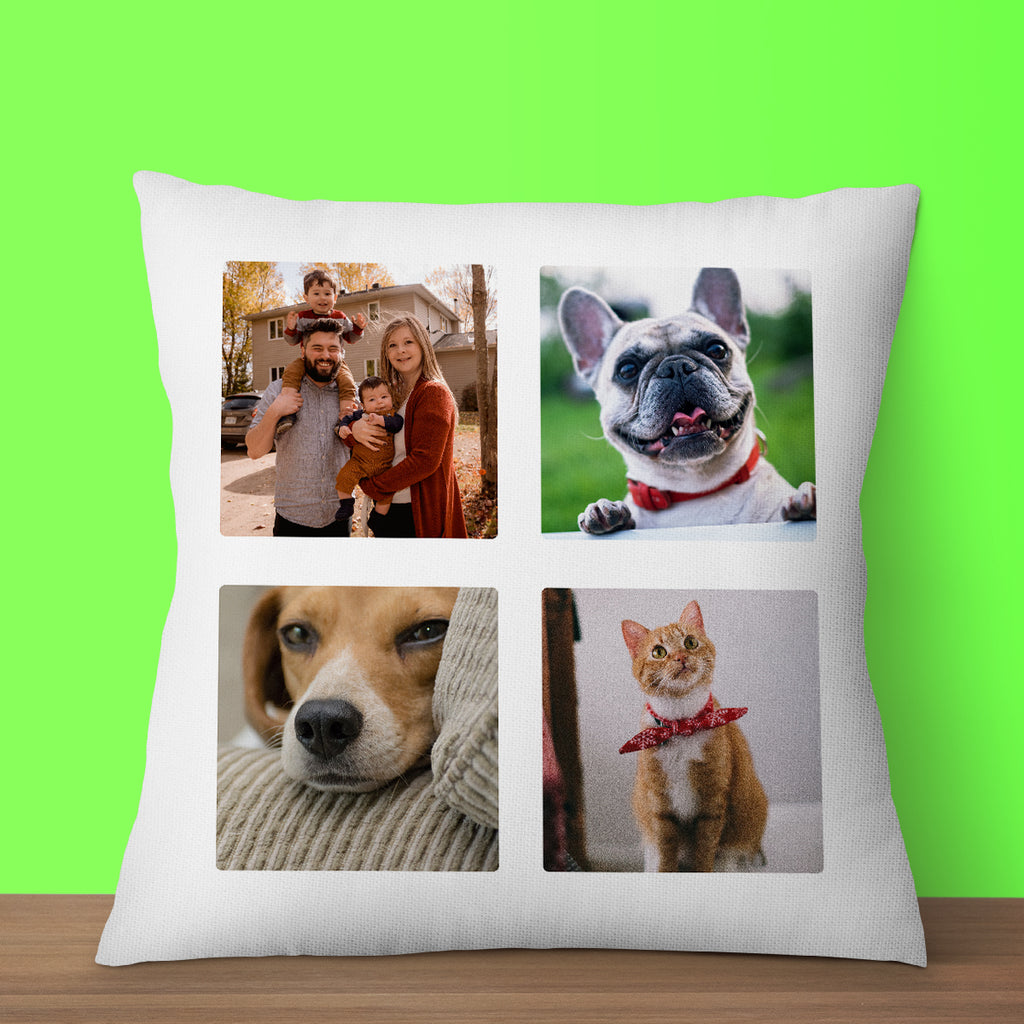 Personalised Photo Cushion Cover – Custom 4 Picture Pillow Case