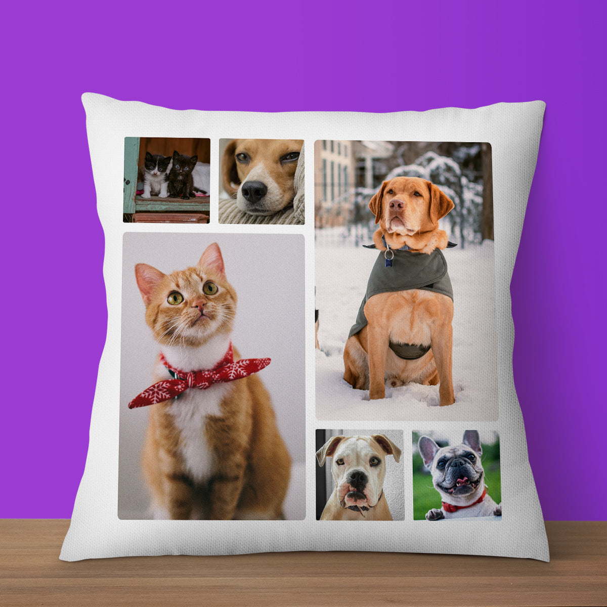 Personalised Photo Cushion Cover – Custom 6 Picture Pillow Case