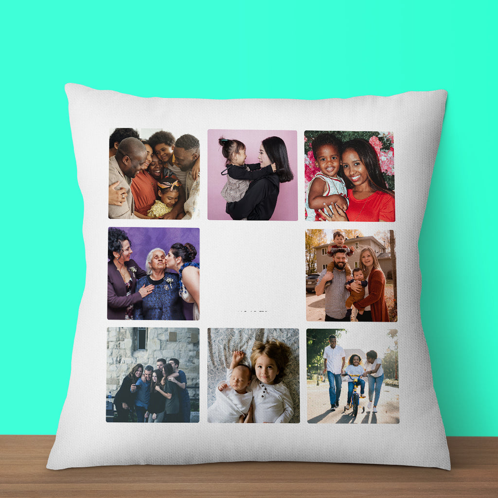 Personalised Photo Cushion Cover – Custom 8 Picture Pillow Case