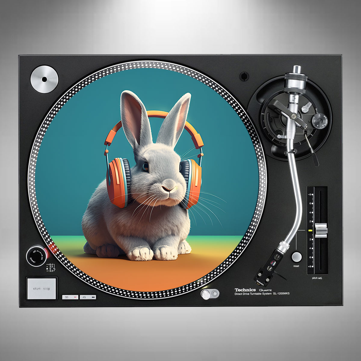 Rabbit Wearing Headphones Slipmats