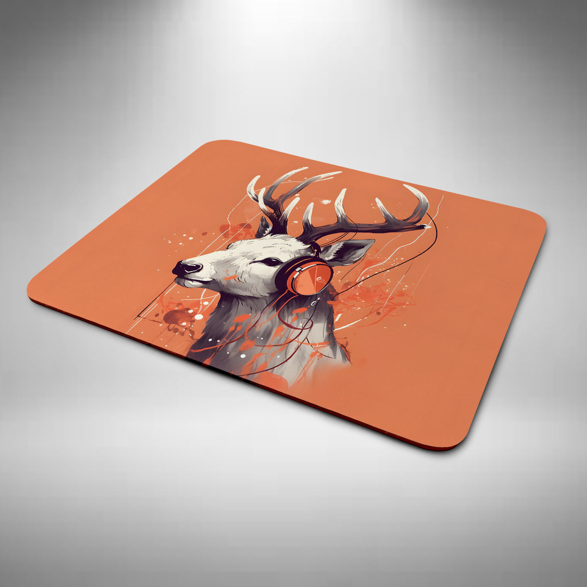 Reindeer Wearing Headphones Mouse Mat
