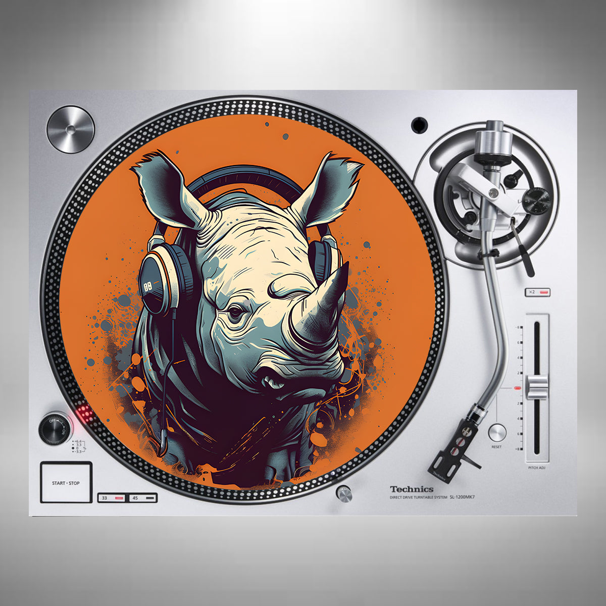 Rhinoceros Wearing Headphones Slipmats