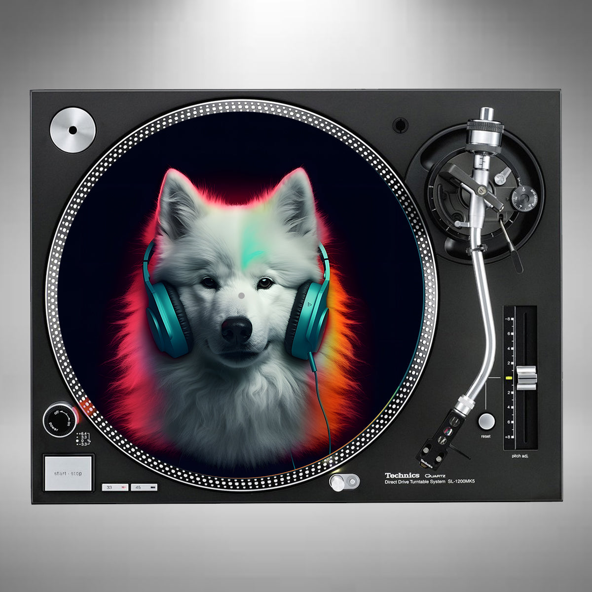 Samoyed Dog Wearing Headphones Slipmats