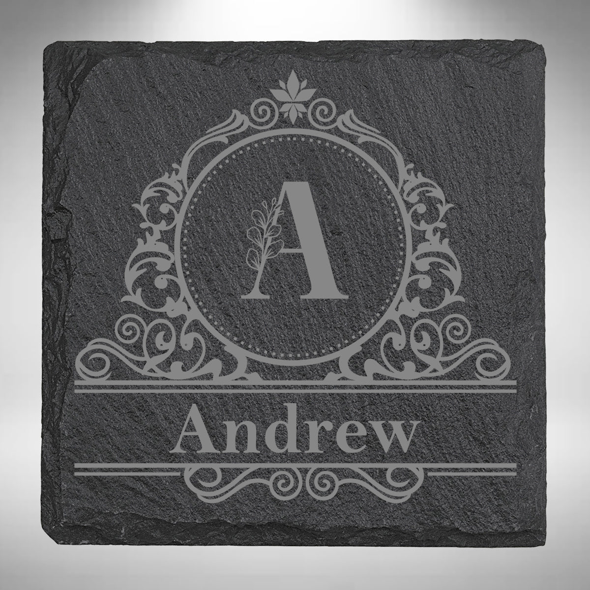 Personalised Initial & Name Slate Coaster – 10 × 10cm