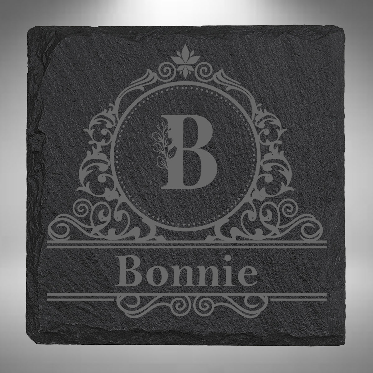 Personalised Initial & Name Slate Coaster – 10 × 10cm