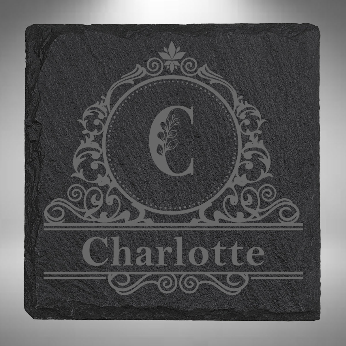 Personalised Initial & Name Slate Coaster – 10 × 10cm