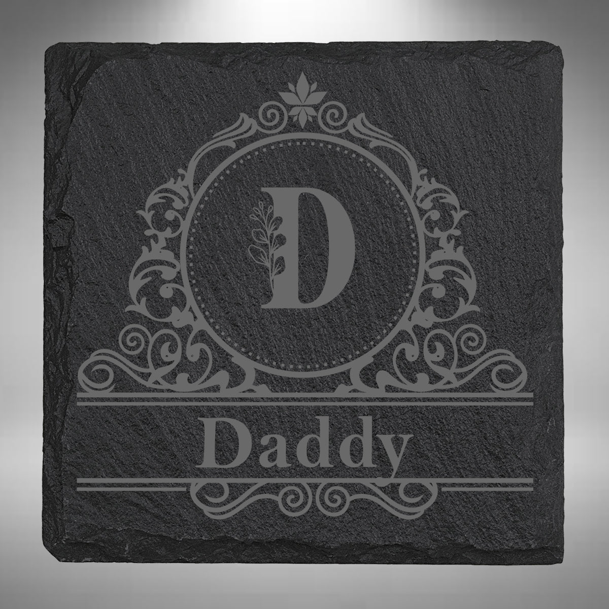 Personalised Initial & Name Slate Coaster – 10 × 10cm